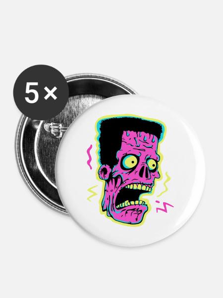 Neon Zombie Screamer Pop Art - Buttons mittel 32 mm (5er Pack) - Weiß