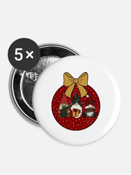 Weihnachtskugel  - Buttons mittel 32 mm (5er Pack) - Weiß