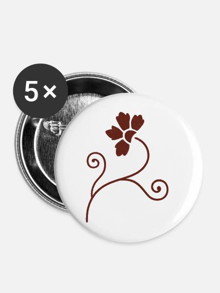 Rustikales Blumenornament - Buttons mittel 32 mm (5er Pack) - Weiß