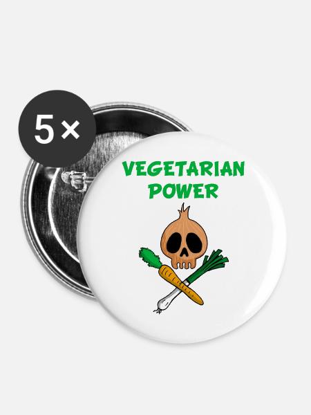 Die Kraft der Vegetarier - Buttons mittel 32 mm (5er Pack) - Weiß