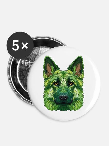Grüner Polygonwolf - Buttons mittel 32 mm (5er Pack) - Weiß