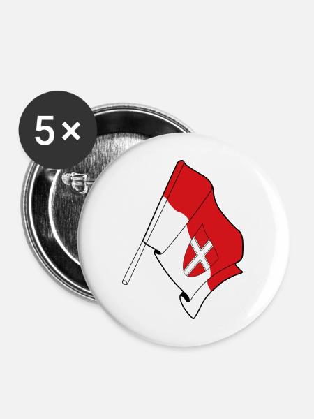 Wiener Länsflagge - Buttons mittel 32 mm (5er Pack) - Weiß