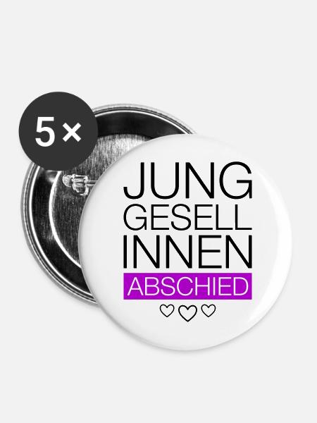 Junggesellinnen Abschied Herz - Buttons mittel 32 mm (5er Pack) - Weiß