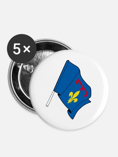 Provence-Flagge - Buttons mittel 32 mm (5er Pack) - Weiß