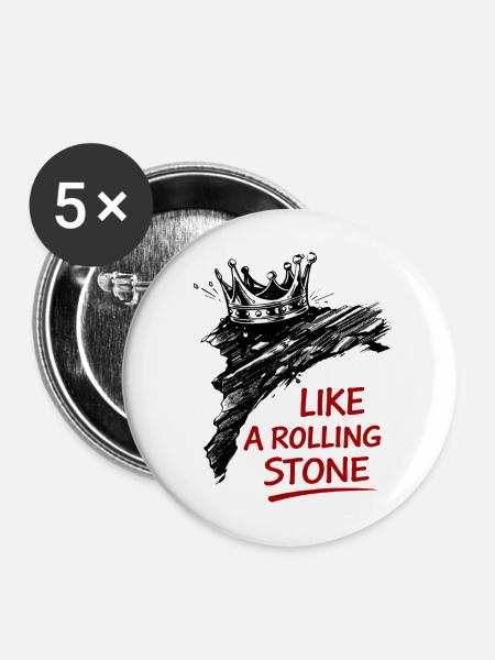 Kronenstein Rock-Print - Buttons mittel 32 mm (5er Pack) - Weiß