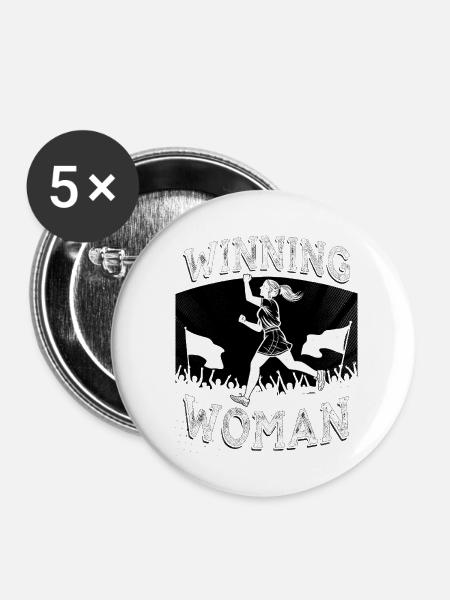 Winning Woman Run - Buttons mittel 32 mm (5er Pack) - Weiß