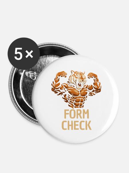Tigerstarke Form-Check Illustration - Buttons mittel 32 mm (5er Pack) - Weiß