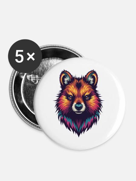 Farbiges Quokka Portrait - Buttons mittel 32 mm (5er Pack) - Weiß
