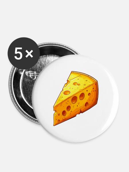 Käse - Buttons mittel 32 mm (5er Pack) - Weiß
