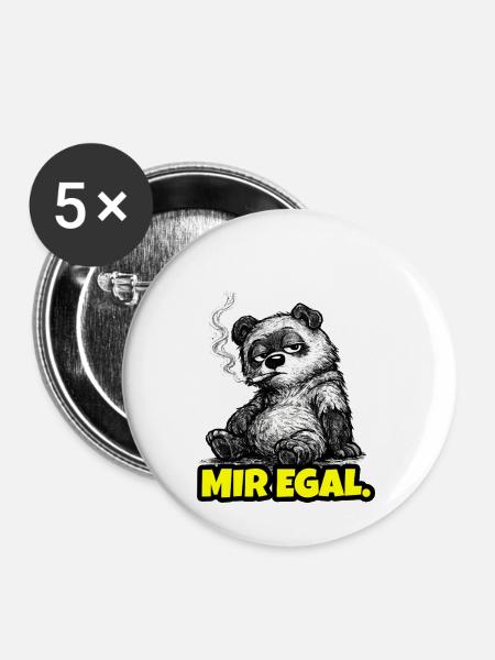 Mir egal. – Grumpy Bär (Sarkasmus Sketch) - Buttons mittel 32 mm (5er Pack) - Weiß