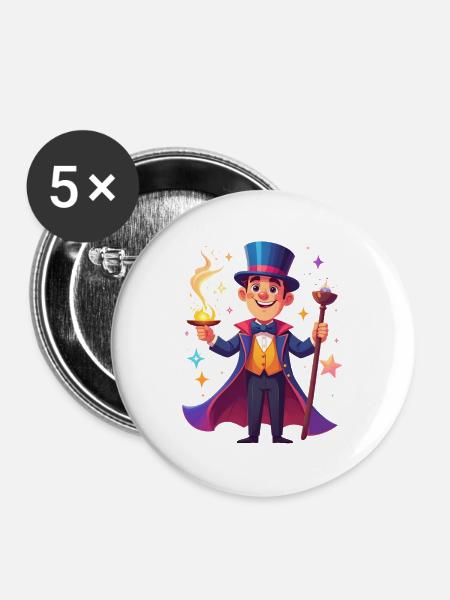 Magier - Buttons mittel 32 mm (5er Pack) - Weiß