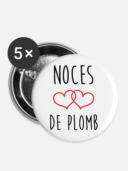 Lead Wedding 14 Jahre Ehe - Buttons mittel 32 mm (5er Pack) - Weiß