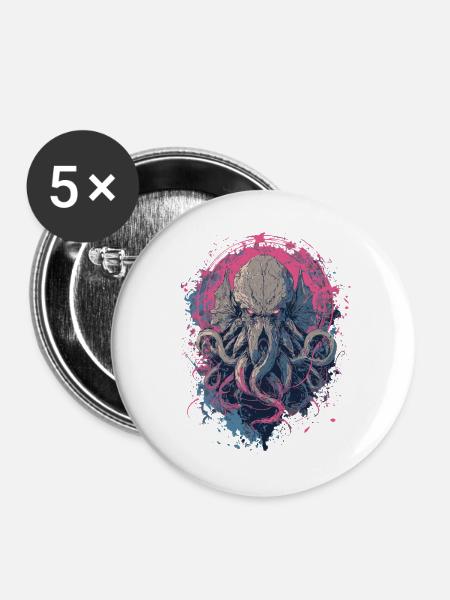 Cthulhu Horror - Buttons mittel 32 mm (5er Pack) - Weiß