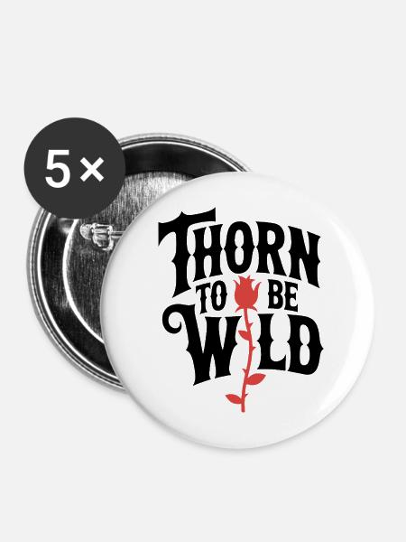 Rosenwild - Buttons mittel 32 mm (5er Pack) - Weiß
