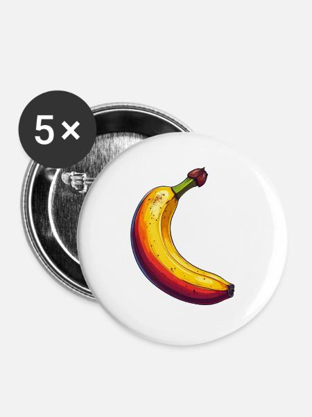 Banane - Buttons mittel 32 mm (5er Pack) - Weiß