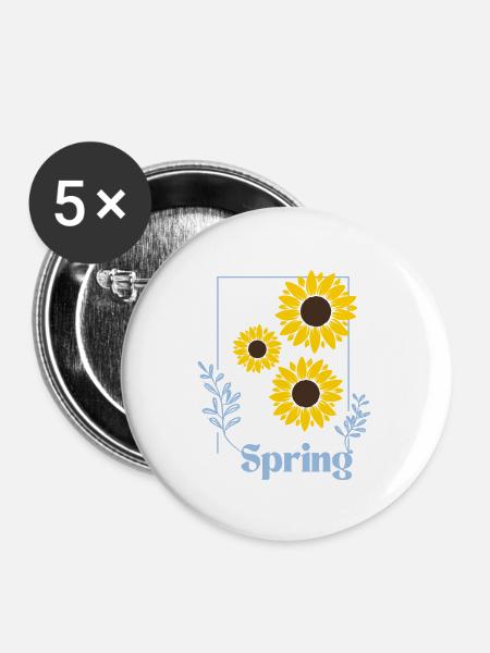 Spring Sonnenblumen Shirt - Buttons mittel 32 mm (5er Pack) - Weiß