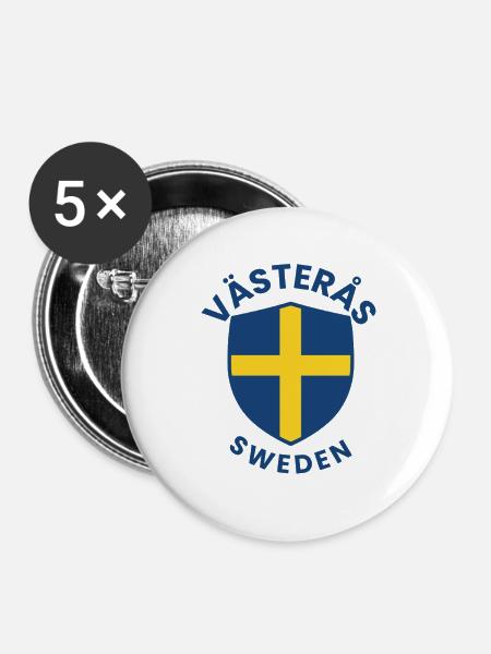 Västerås Sköld in Schweden - Buttons mittel 32 mm (5er Pack) - Weiß