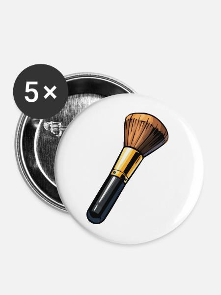 Makeup Pinsel Illustration - Buttons mittel 32 mm (5er Pack) - Weiß