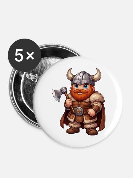 wikinger - Buttons mittel 32 mm (5er Pack) - Weiß