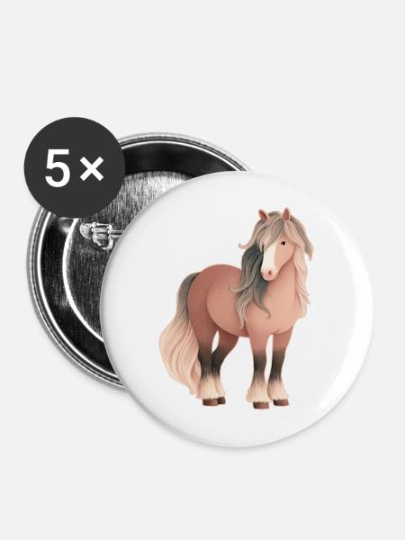 Pferd - Buttons mittel 32 mm (5er Pack) - Weiß