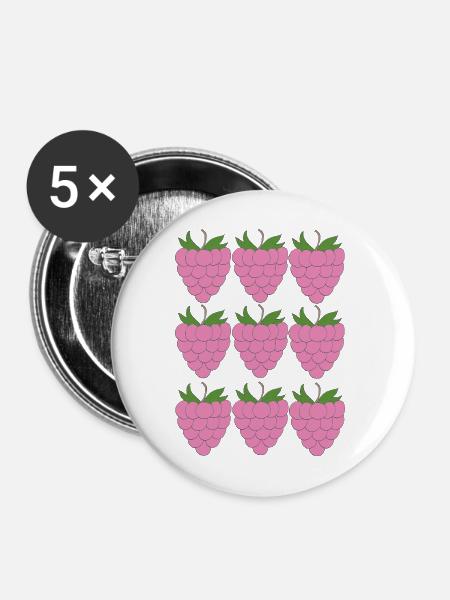 Himbeer Raster Muster - Buttons mittel 32 mm (5er Pack) - Weiß