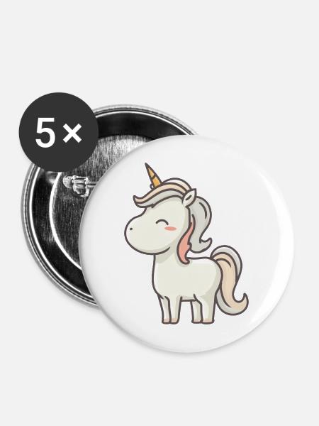 Einhorn - Buttons mittel 32 mm (5er Pack) - Weiß