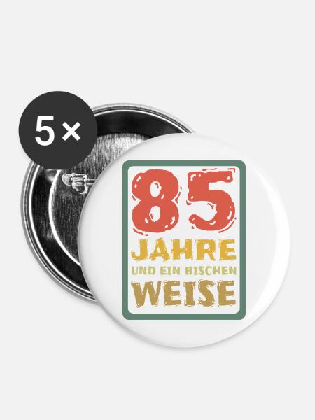 Weisheit 85 - Buttons mittel 32 mm (5er Pack) - Weiß