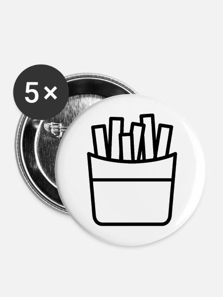Pommes frites - Buttons mittel 32 mm (5er Pack) - Weiß