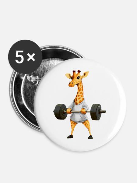 Giraffe Sport - Buttons mittel 32 mm (5er Pack) - Weiß
