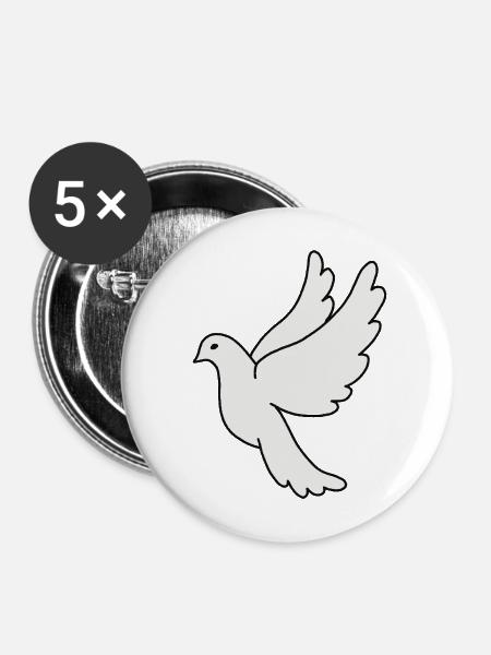 Weiße Taube Silhouette - Buttons mittel 32 mm (5er Pack) - Weiß