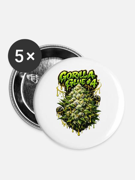 Gorilla Glue #4 Graffiti-Bud-Print - Buttons mittel 32 mm (5er Pack) - Weiß
