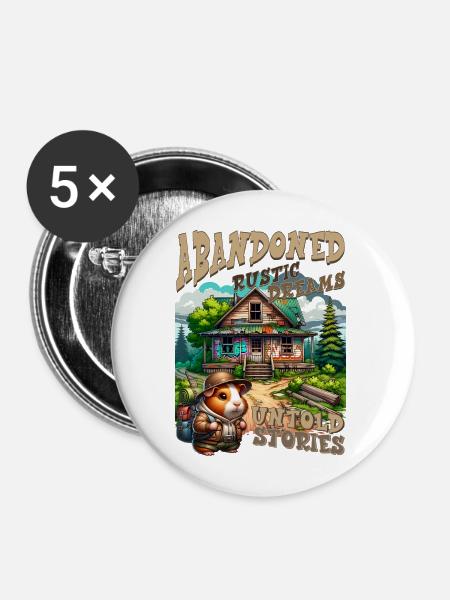 Unerzählte Geschichten: Rustikale Hütte - Buttons mittel 32 mm (5er Pack) - Weiß