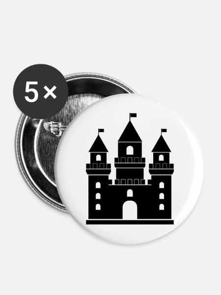 Burg - Buttons mittel 32 mm (5er Pack) - Weiß