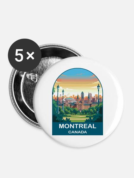 Montreal Canada Stadium Reiseplakat - Buttons mittel 32 mm (5er Pack) - Weiß