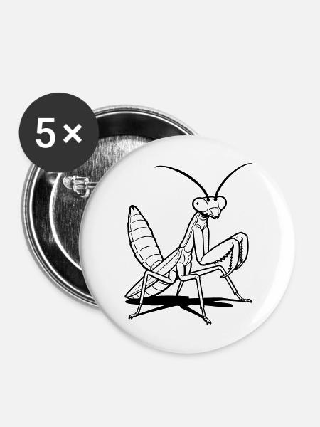Gottesanbeterin - Buttons mittel 32 mm (5er Pack) - Weiß