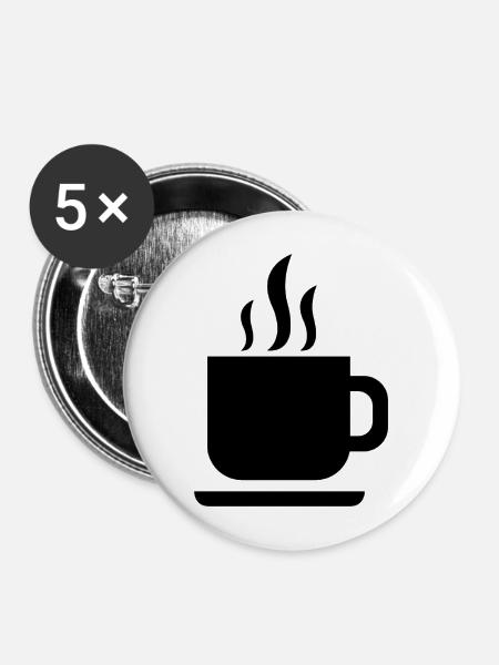 Kaffeetasse - Buttons mittel 32 mm (5er Pack) - Weiß