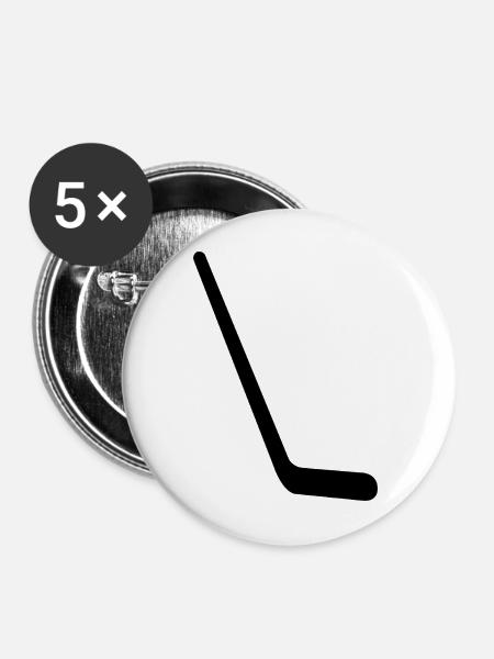 Hockeyschläger - Buttons mittel 32 mm (5er Pack) - Weiß
