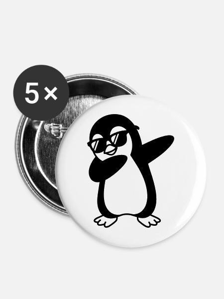 Pinguin Dab - Buttons mittel 32 mm (5er Pack) - Weiß