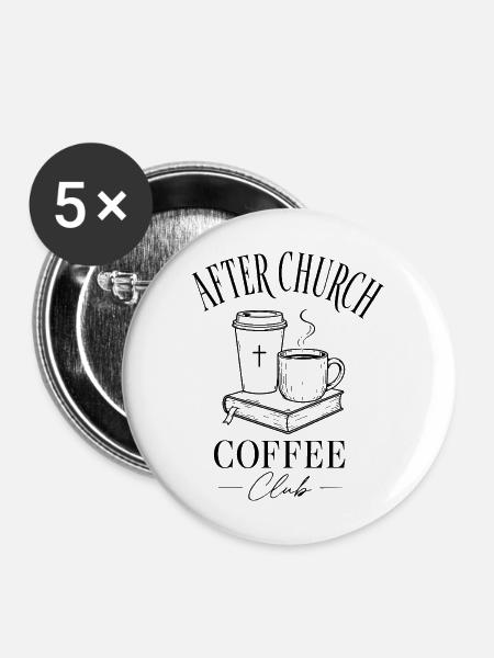 Church Coffee - Buttons mittel 32 mm (5er Pack) - Weiß