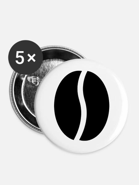 Kaffeebohnen - Buttons mittel 32 mm (5er Pack) - Weiß