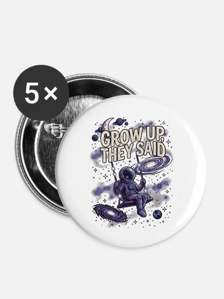 Grow Up - Buttons mittel 32 mm (5er Pack) - Weiß