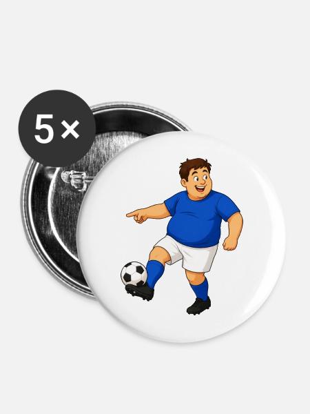 Fußballer in Aktion - Buttons mittel 32 mm (5er Pack) - Weiß