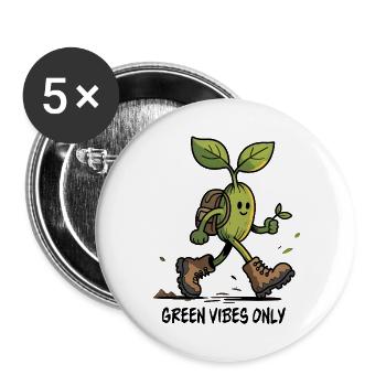 Ökologische Pflanze auf einer Wanderung - Buttons mittel 32 mm (5er Pack) - Weiß - Vorne