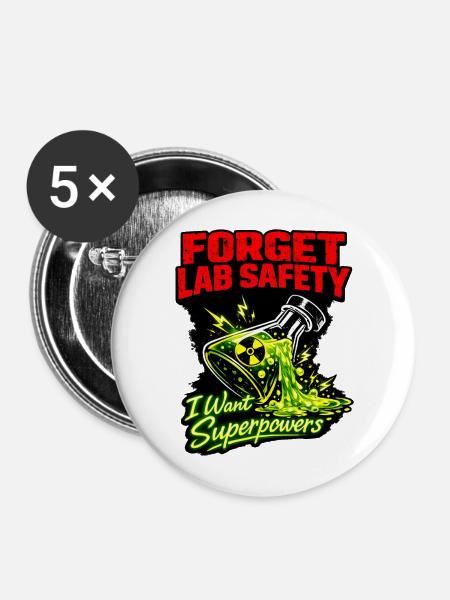 Lab-Safety Adieu: Superkräfte - Buttons mittel 32 mm (5er Pack) - Weiß