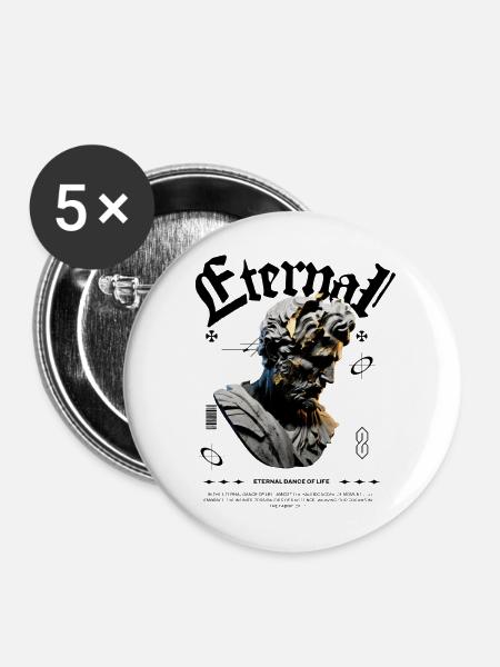 Ewige Bronzestatue Glitch - Buttons mittel 32 mm (5er Pack) - Weiß