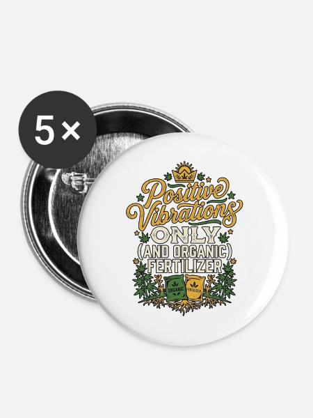 Positive Gardening - Buttons mittel 32 mm (5er Pack) - Weiß