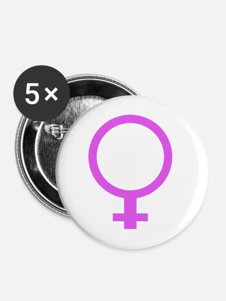 Weibliches Geschlecht - Buttons mittel 32 mm (5er Pack) - Weiß