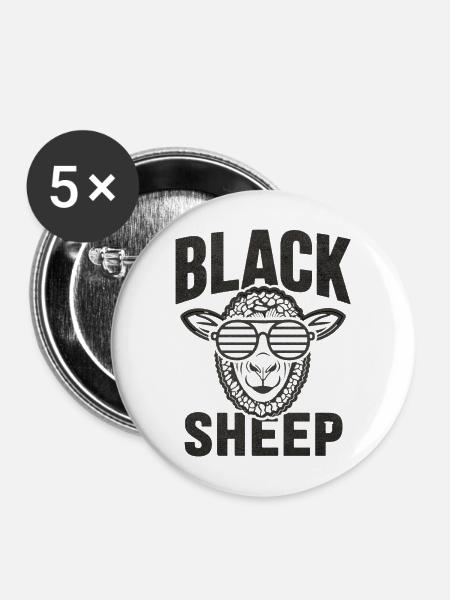 Schwarzes Schaf Cooles Retro Statement - Buttons mittel 32 mm (5er Pack) - Weiß