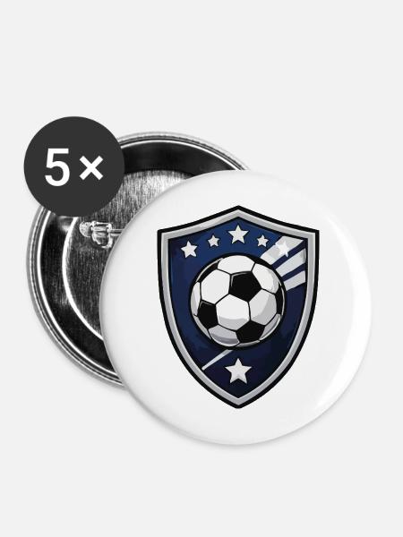 Soccer Shield Crest - Buttons mittel 32 mm (5er Pack) - Weiß