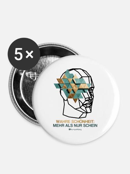 Wahre Schönheit - Buttons mittel 32 mm (5er Pack) - Weiß
